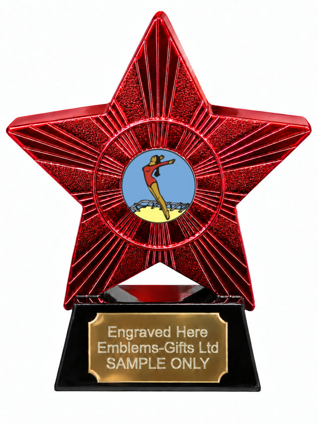 Red Superstar Female Trampoline Resin Trophy 140 x 125mm (A7)