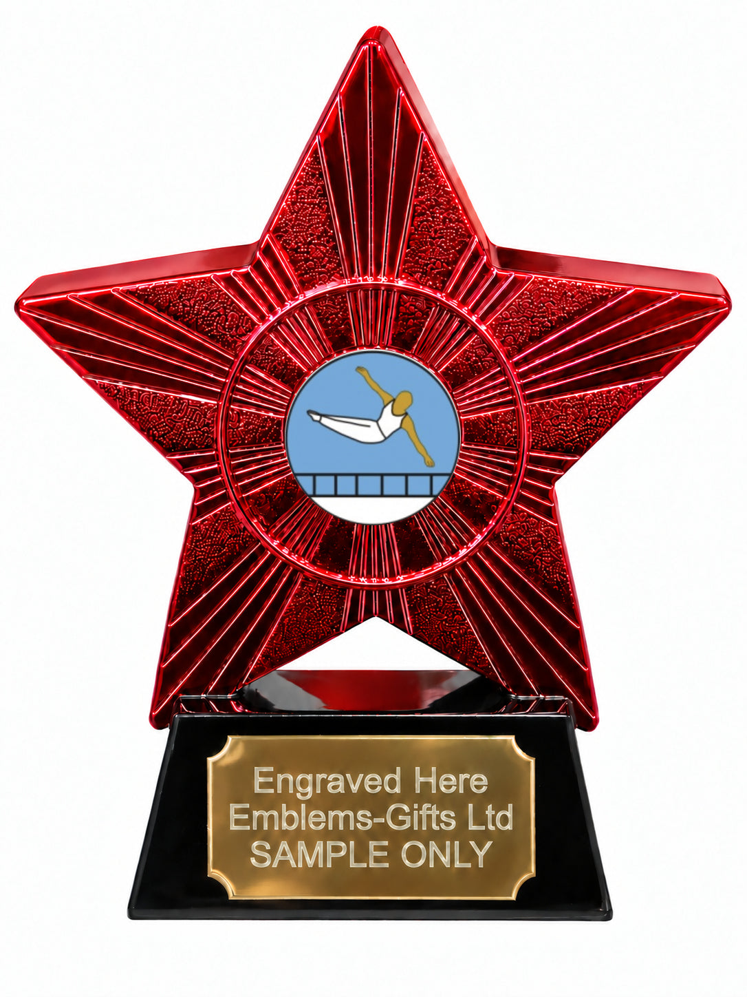 Red Superstar Male Trampoline Resin Trophy 140 x 125mm (A7)