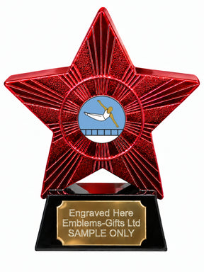 Red Superstar Male Trampoline Resin Trophy 140 x 125mm (A7)