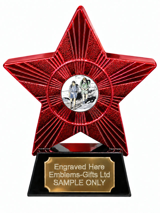 Red Superstar Hiking Resin Trophy 140 x 125mm (A7)