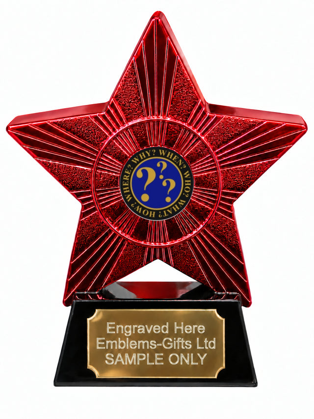Red Superstar Quiz Questions Resin Trophy 140 x 125mm (A7)