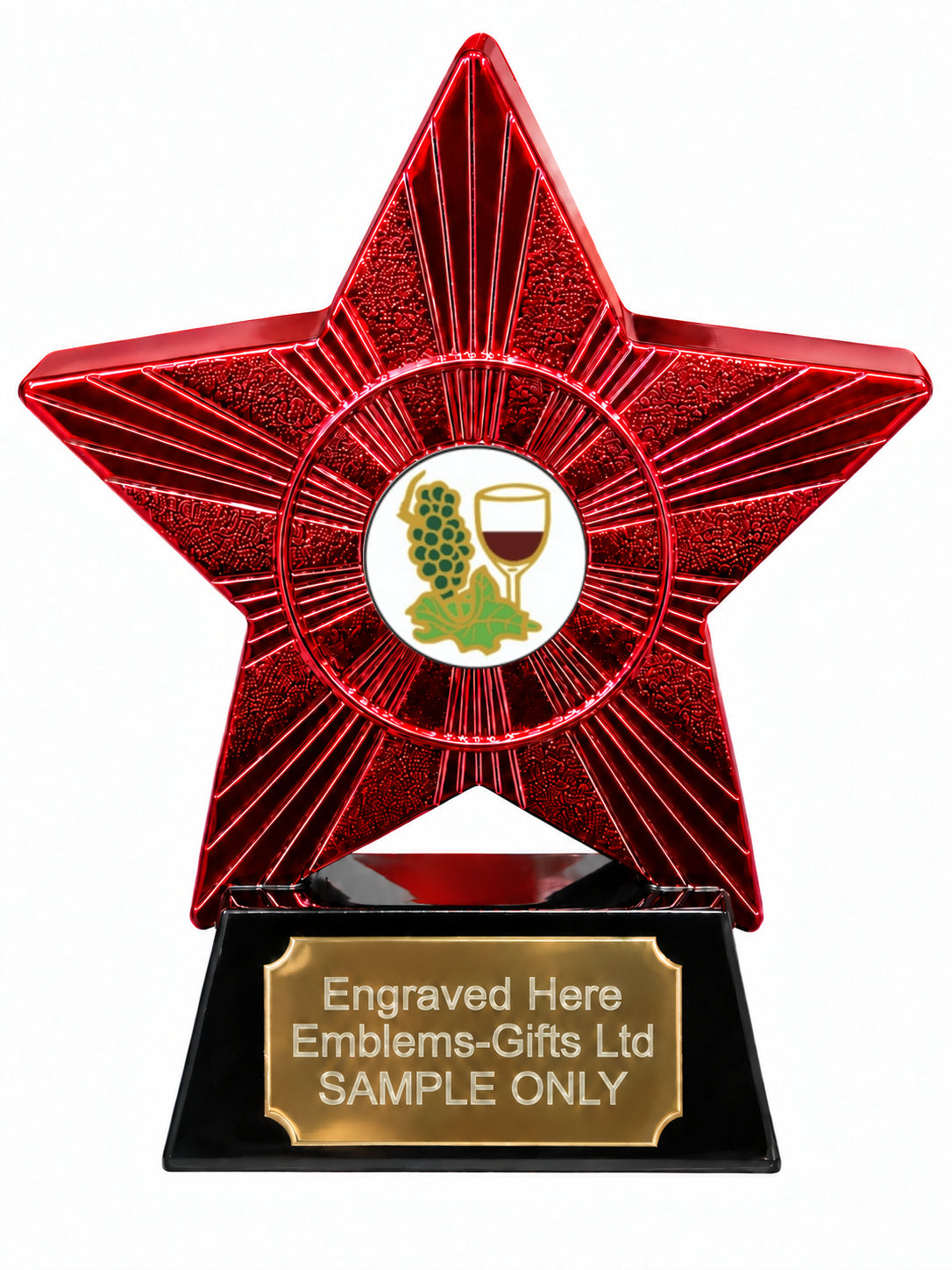 Red Superstar Wine and Grapes Resin Trophy 140 x 125mm (A7)
