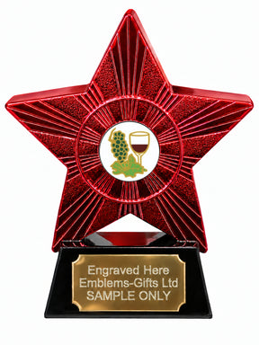 Red Superstar Wine and Grapes Resin Trophy 140 x 125mm (A7)