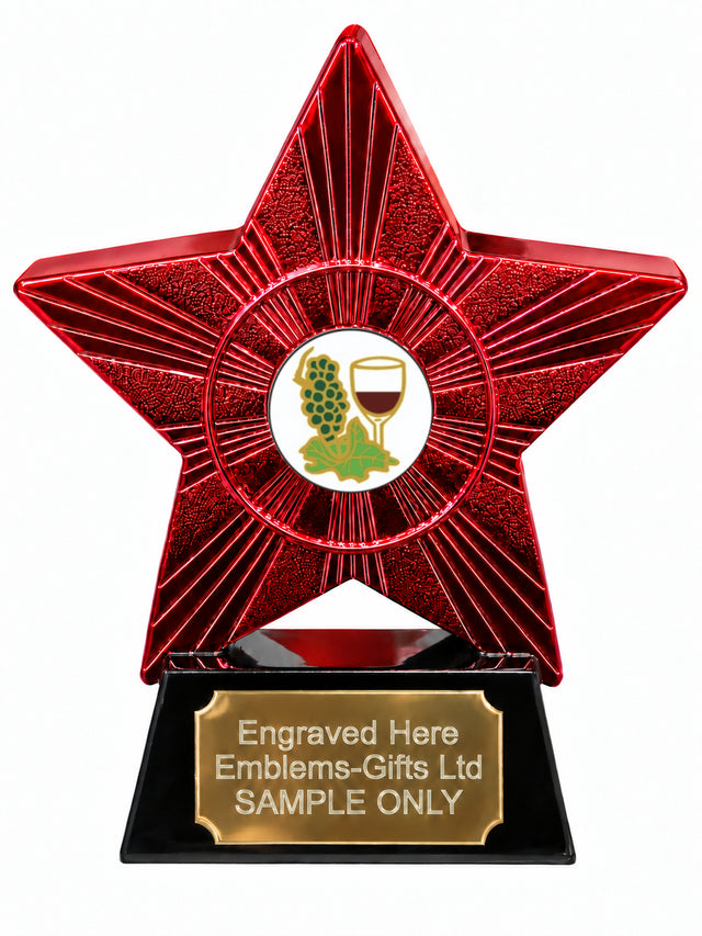 Red Superstar Wine and Grapes Resin Trophy 140 x 125mm (A7)