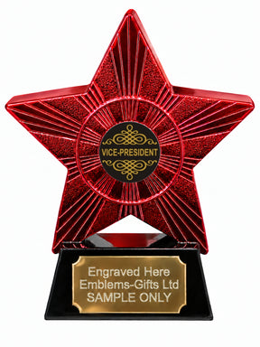Red Superstar Vice President Resin Trophy 140 x 125mm (A7)