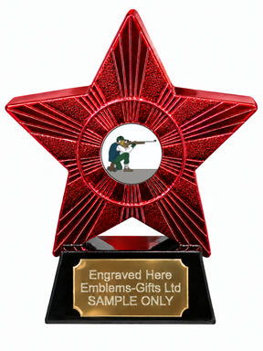 Red Superstar Kneeling Rifle Shooting Resin Trophy 140 x 125mm (A7)
