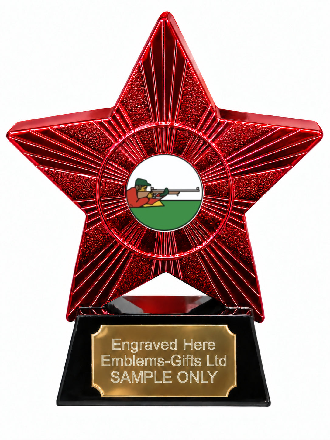 Red Superstar Prone Rifle Shooting Resin Trophy 140 x 125mm (A7)