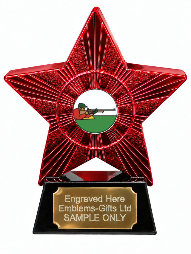 Red Superstar Prone Rifle Shooting Resin Trophy 140 x 125mm (A7)
