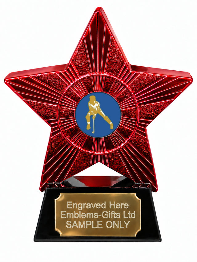 Red Superstar Hockey Player Resin Trophy 140 x 125mm (A7)