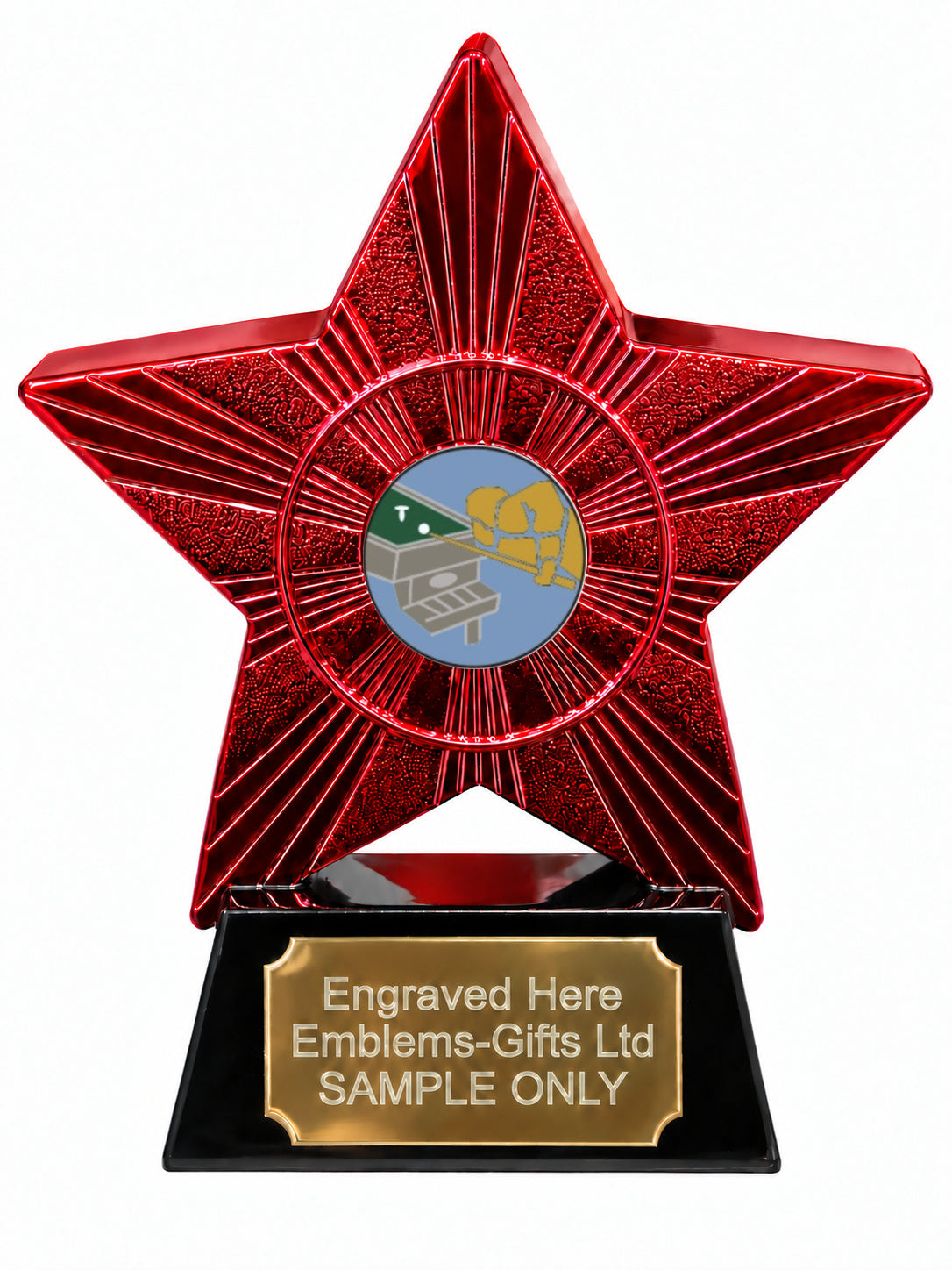 Red Superstar Pool Player Resin Trophy 140 x 125mm (A7)