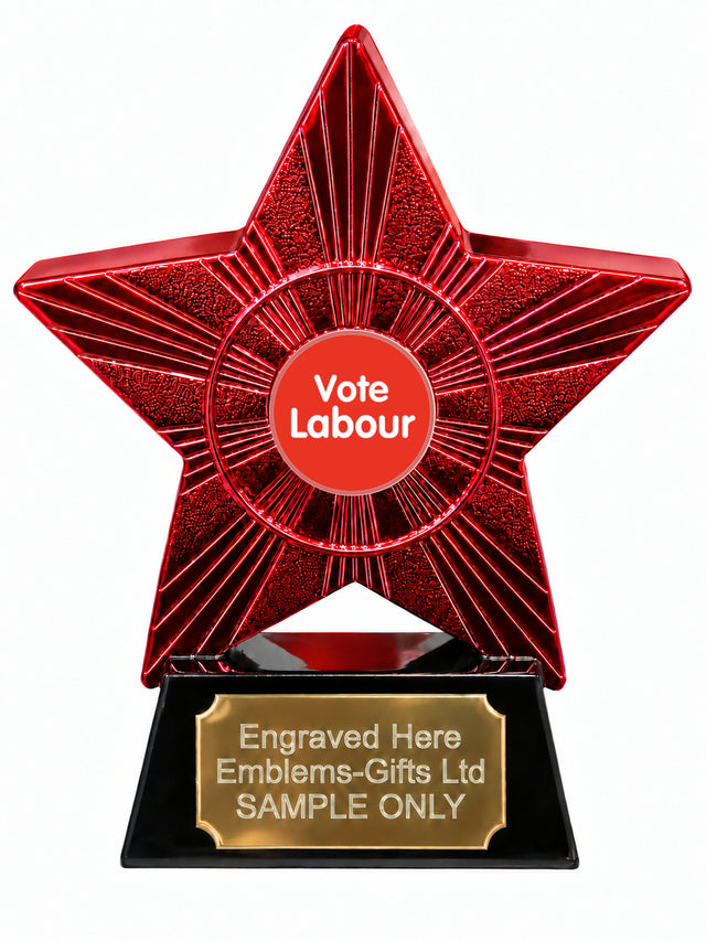 Red Superstar Vote Labour Resin Trophy 140 x 125mm (A8)