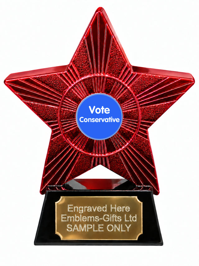Red Superstar Vote Conservative Resin Trophy 140 x 125mm (A8)