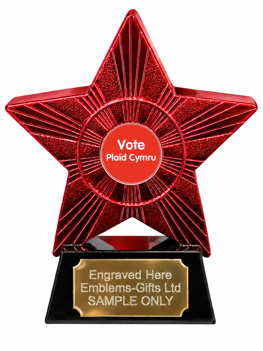 Red Superstar Vote Plaid Cymru Resin Trophy 140 x 125mm (A8)