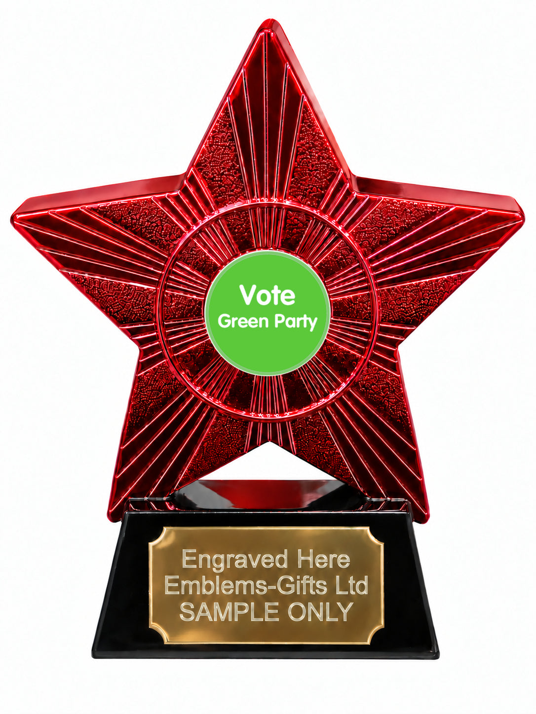 Red Superstar Vote Green Party Resin Trophy 140 x 125mm (A8)