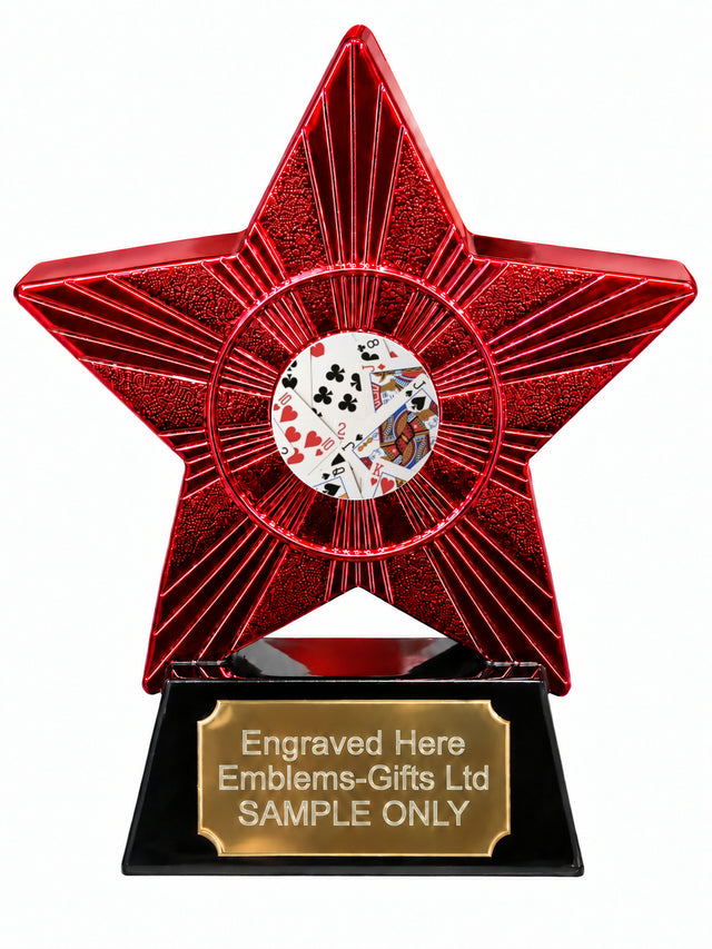 Red Superstar Playing Cards Collage Resin Trophy 140 x 125mm (A8)