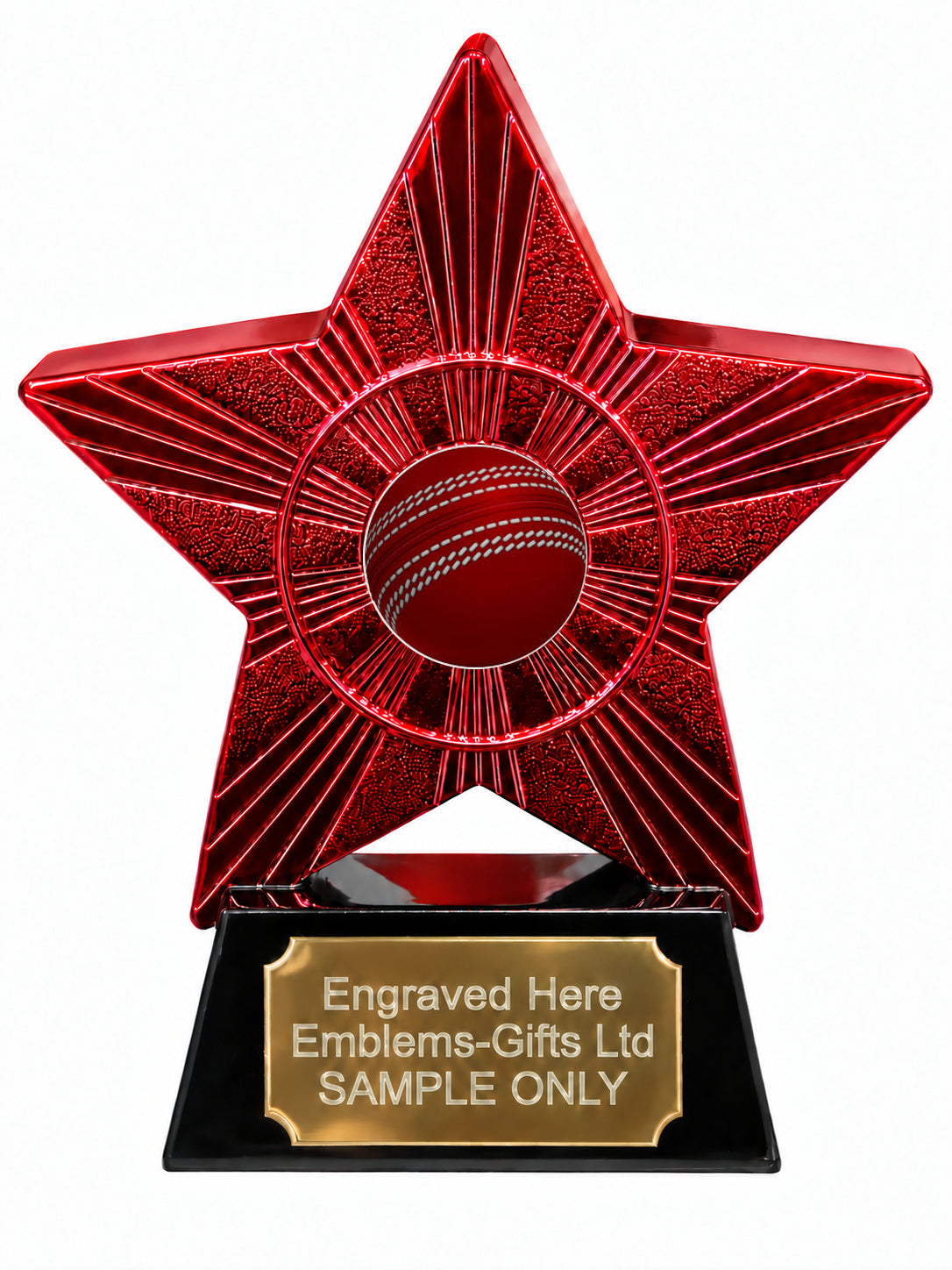 Red Superstar Cricket Ball Resin Trophy 140 x 125mm (A8)