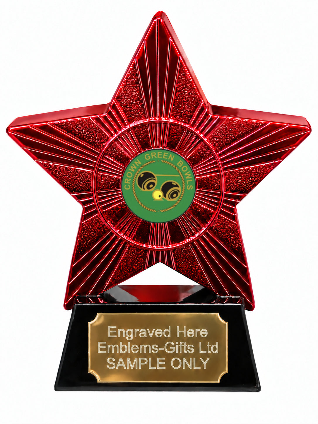 Red Superstar Crown Green Bowls Resin Trophy 140 x 125mm (A9)