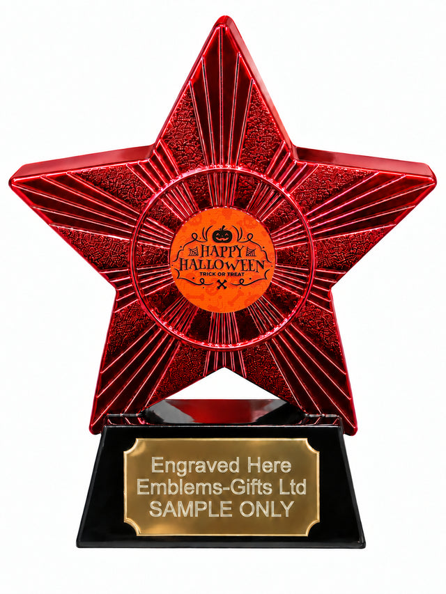 Red Superstar Happy Halloween Trick or Treat Resin Trophy 140 x 125mm (A9)