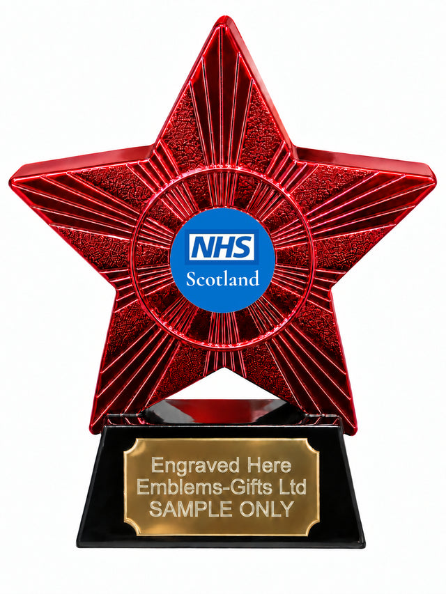 Red Superstar NHS Scotland Resin Trophy 140 x 125mm (A9)