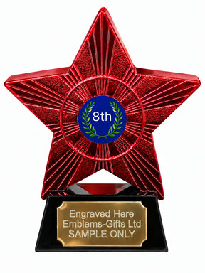 Red Superstar 8th Place Laurel Wreath Resin Trophy 140 x 125mm (A9)