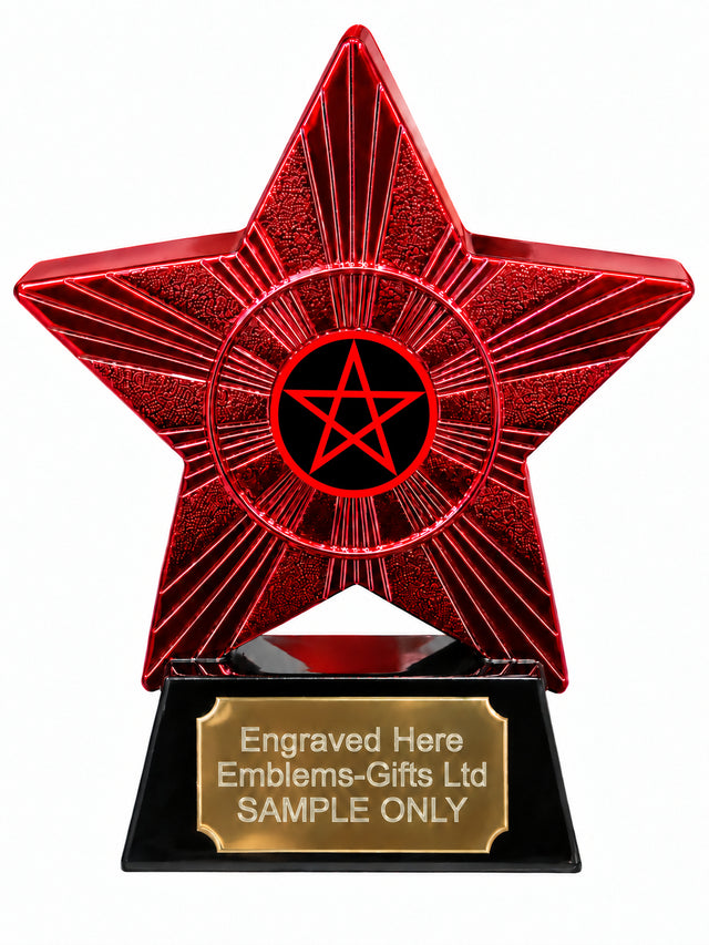 Red Superstar Red Pentagram Resin Trophy 140 x 125mm (A9)