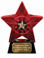 Red Superstar 1st Place Star Resin Trophy 140 x 125mm (A1) with 1st Place Star centre and sample engraving
