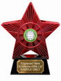Red Superstar Six-a-Side Football Resin Trophy 140 x 125mm (A1) with Six-a-Side Football centre and sample engraving