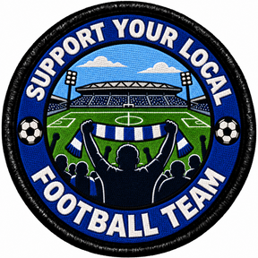 Support Your Local Football Team Blue and White 80mm embroidered patch