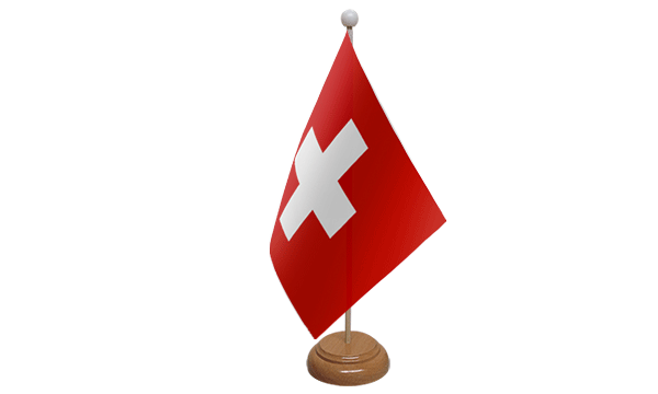 Flagmania Switzerland wooden hand flags, 9x6 inch, pack of 12, no bases