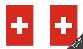 Switzerland 3 metre bunting, 10 flags - Flagmania