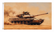 Tank flag featuring a tank in a sandy desert scene, 5ft x 3ft