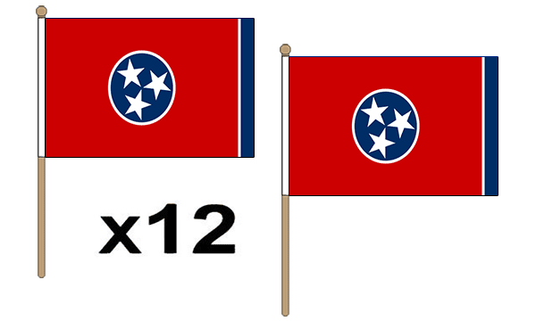 Flagmania Tennessee wooden hand flags, 9x6 inch, pack of 12, no bases
