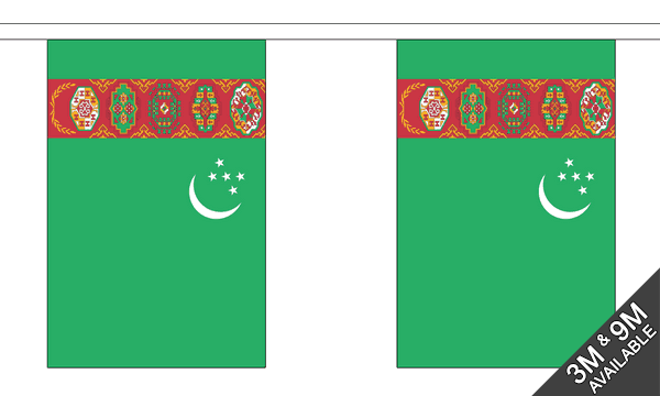 Turkmenistan 3 metre bunting, 10 flags - Flagmania