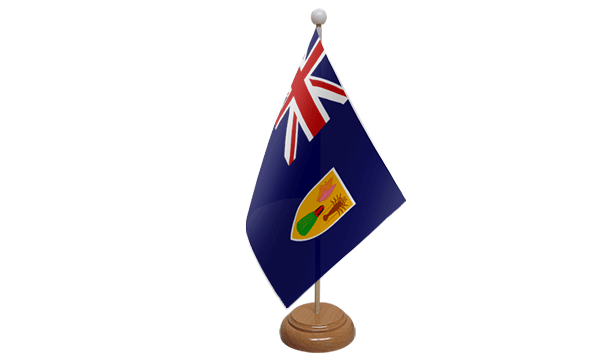 Flagmania Turks and Caicos Islands wooden hand flags, 9x6 inch, pack of 12, no bases