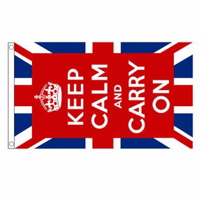 Keep Calm and Carry On UK Flag – 5ft x 3ft centred on white background