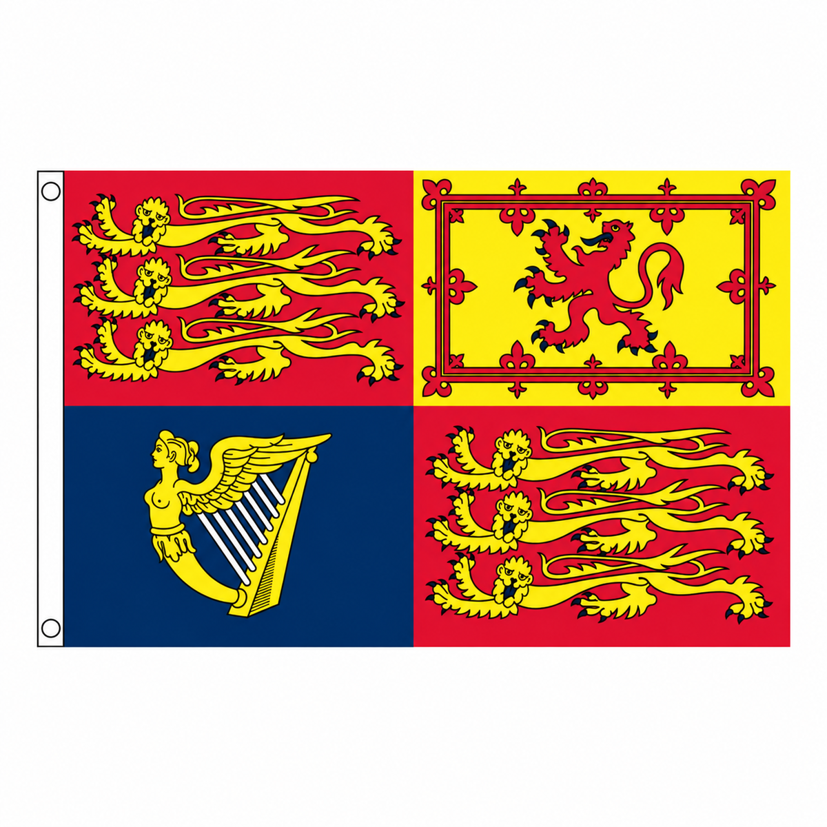 UK Royal Standard flag centred on a square white background