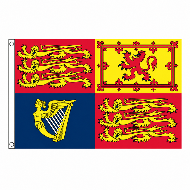 UK Royal Standard flag centred on a square white background