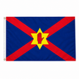 Ulster Nationalist flag with red saltire and red hand in yellow six-pointed star on blue field