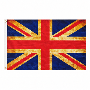 Union Jack Grunge flag with red navy blue and aged cream distressed print