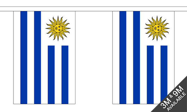 Uruguay 3 metre bunting, 10 flags - Flagmania