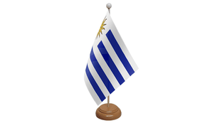 Flagmania Uruguay wooden hand flags, 9x6 inch, pack of 12, no bases