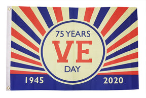 Flagmania VE Day 75 Years (Design A) 5ft x 3ft Polyester Flag
