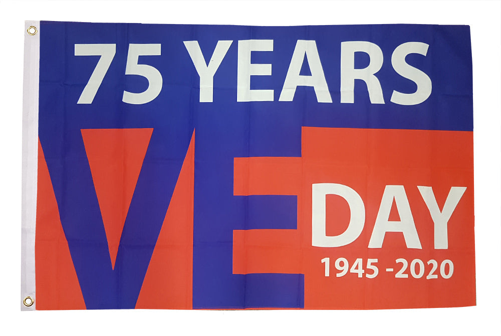 Flagmania VE Day 75 Years (Design C) 5ft x 3ft Polyester Flag