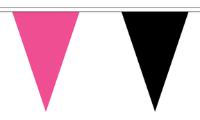 Flagmania Pink and Black Triangle Bunting 20 metre bunting