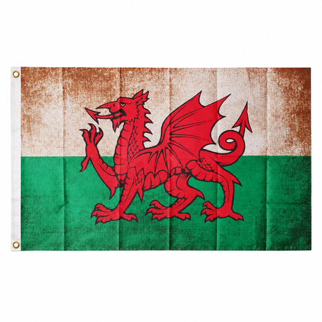 Wales Grunge Flag, Welsh dragon design, 5ft x 3ft