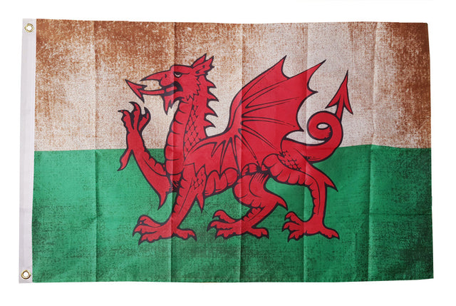 Flagmania Wales Grunge 5ft x 3ft Polyester Flag
