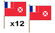 Flagmania Wallis and Futuna wooden hand flags, 9x6 inch, pack of 12, no bases