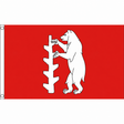 Warwickshire new county flag with white bear and ragged staff on red, 5ft x 3ft