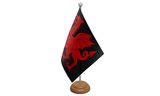 Flagmania Welsh Dragon Black wooden hand flags, 9x6 inch, pack of 12, no bases