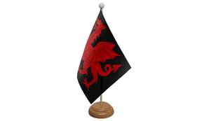 Flagmania Welsh Dragon Black wooden hand flags, 9x6 inch, pack of 12, no bases
